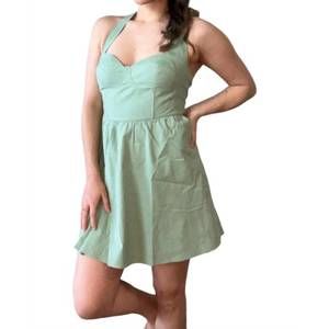 NEW SAGE & CITRUS halter neck mini dress in green